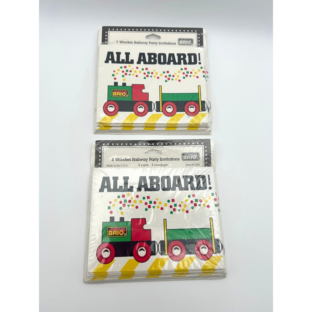 Vintage Brio Wooden Railway Party Invitations Lot 2 (16 Total) - New Old Stock